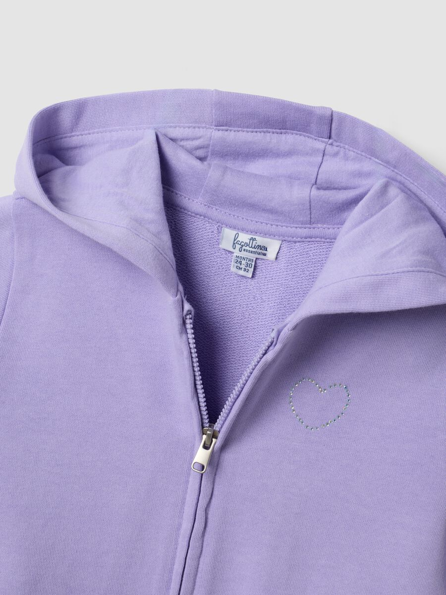 Purple organic cotton hooded sweatshirt with star, regular fit for baby girl_3