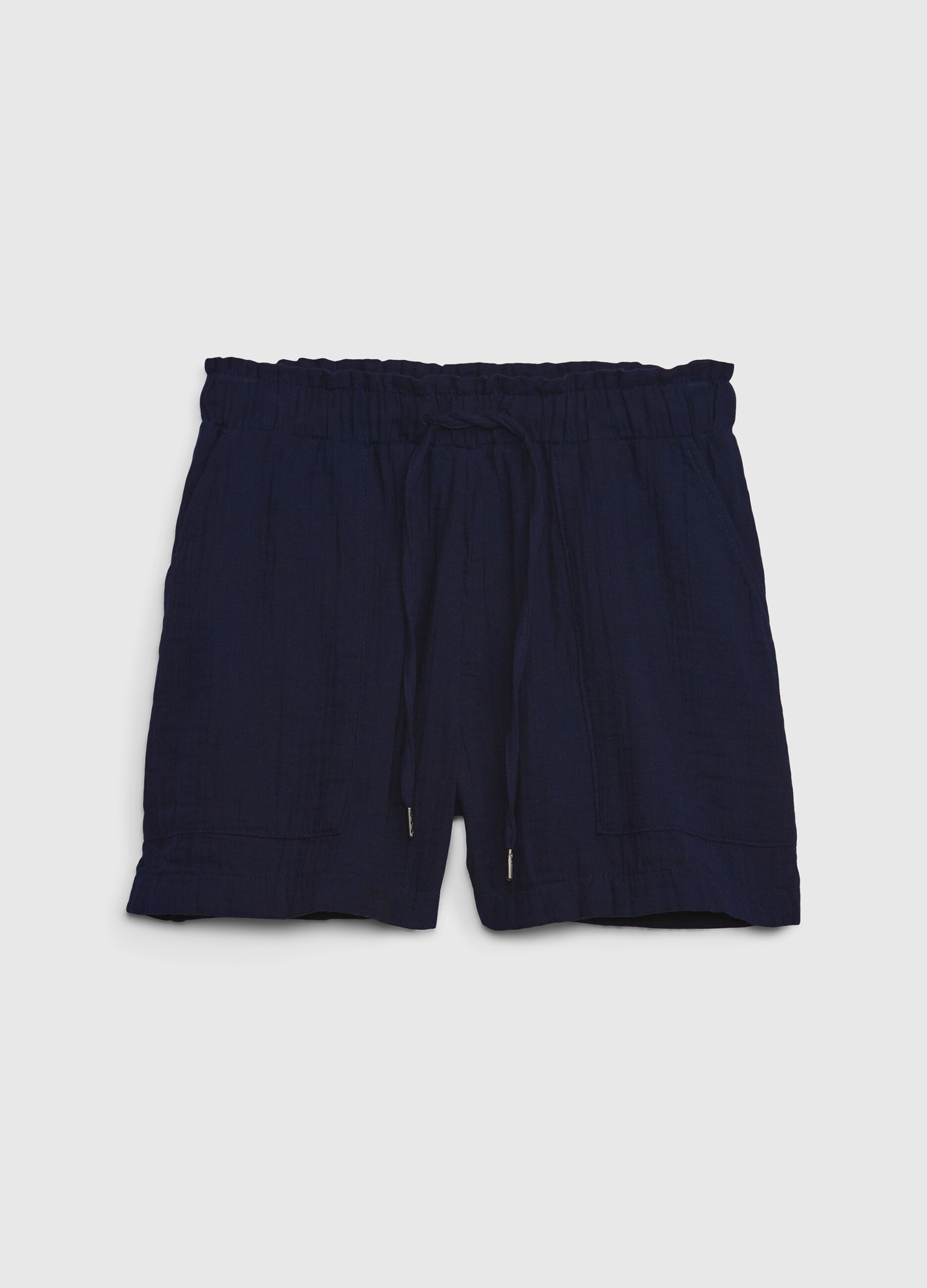 Shorts in garza di cotone effetto crinkle