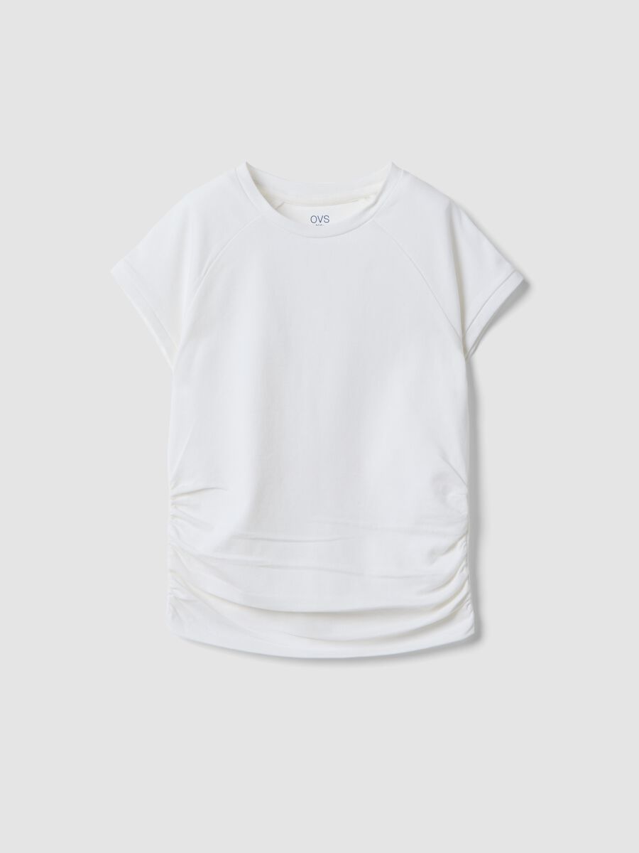 Girls' White Stretch Cotton Slim Fit T-shirt_3