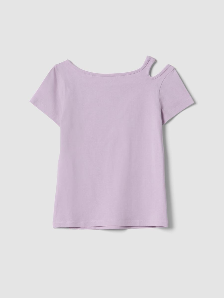 Purple organic cotton T-shirt with shoulder cut-out_4
