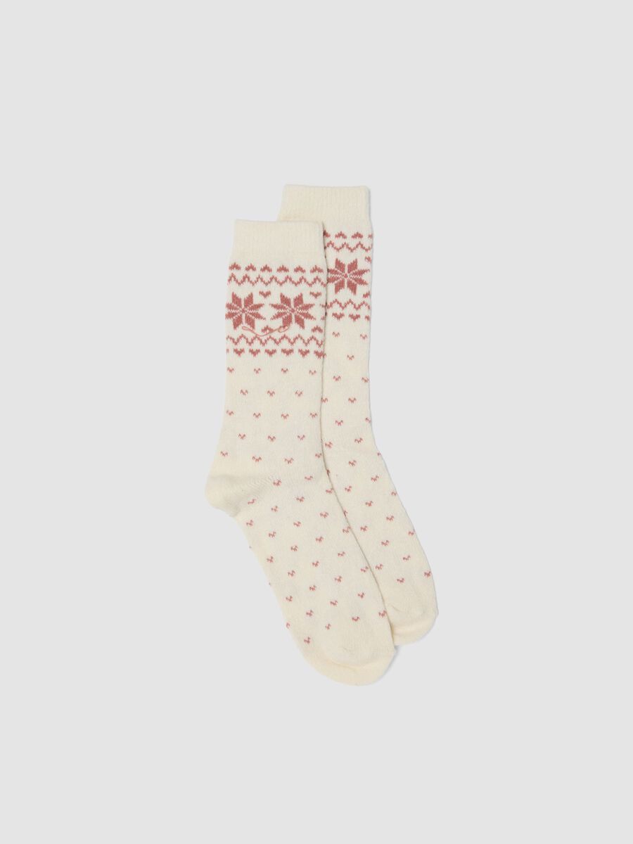 Calzini bianchi in tessuto elasticizzato con fantasia jacquard_0