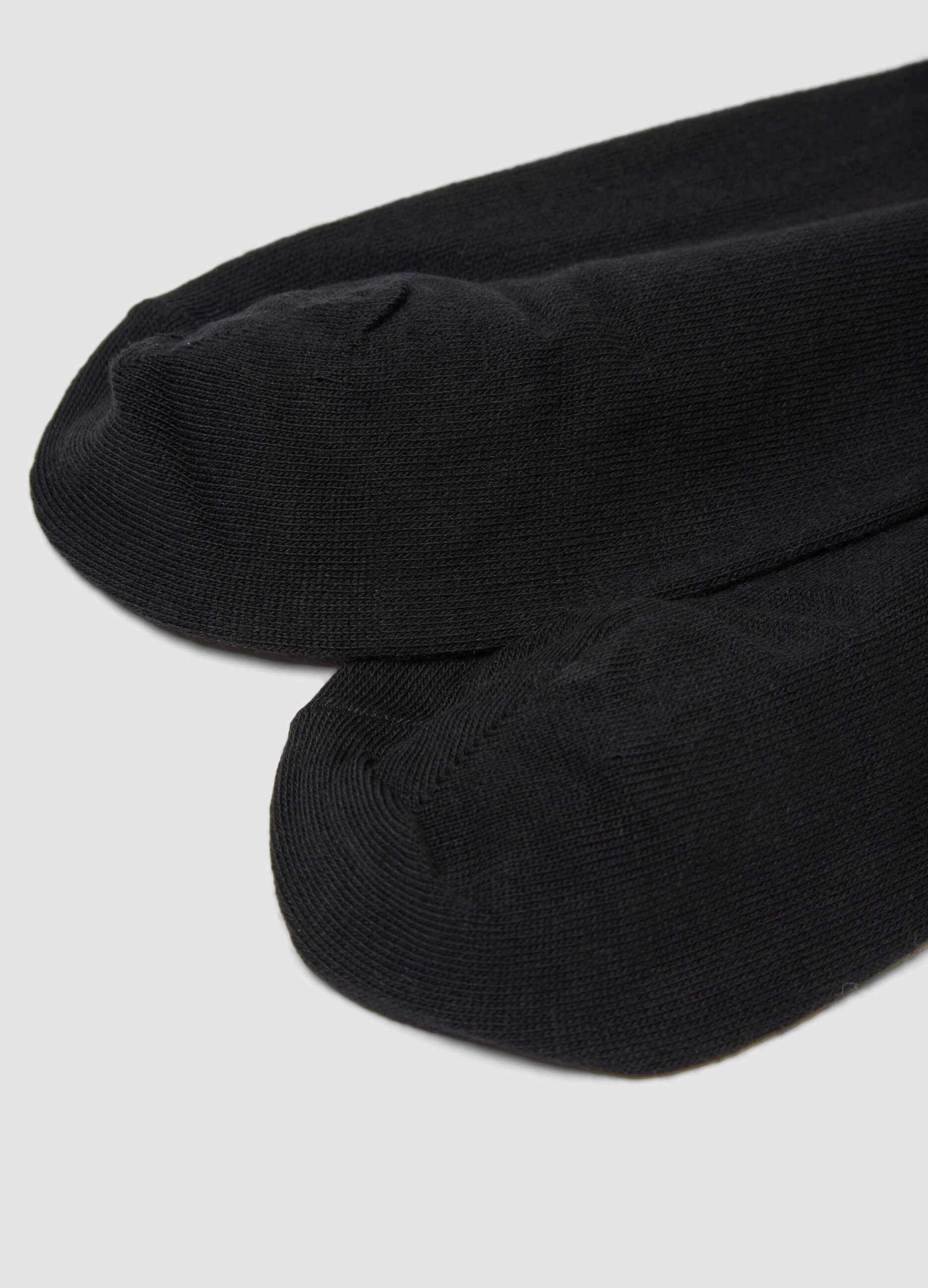 Two-pack of navy blue and teal knee-high socks in a cotton and cashmere blend
