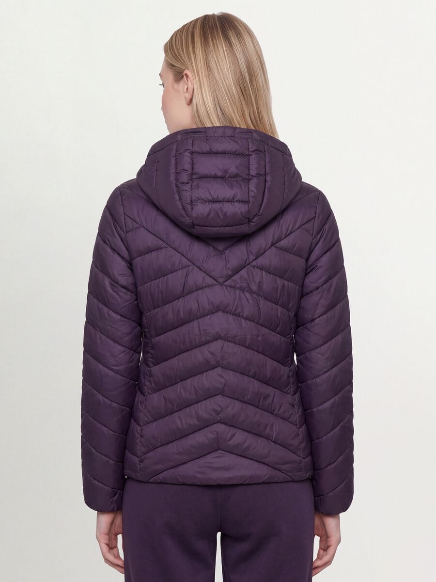 Purple Ultralight Quilted Jacket with Hood and Zip_2