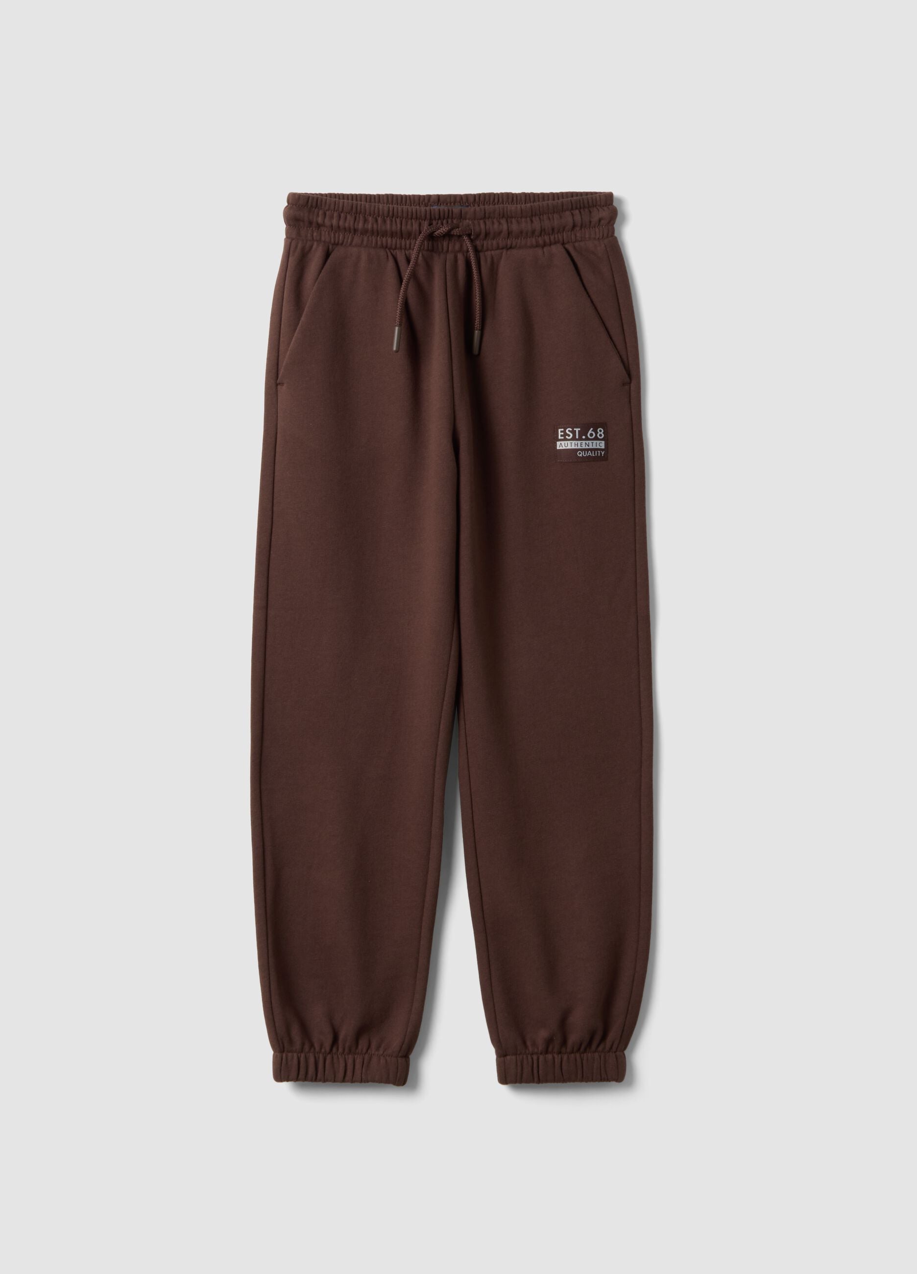 Pantaloni jogger marroni in puro cotone regular fit