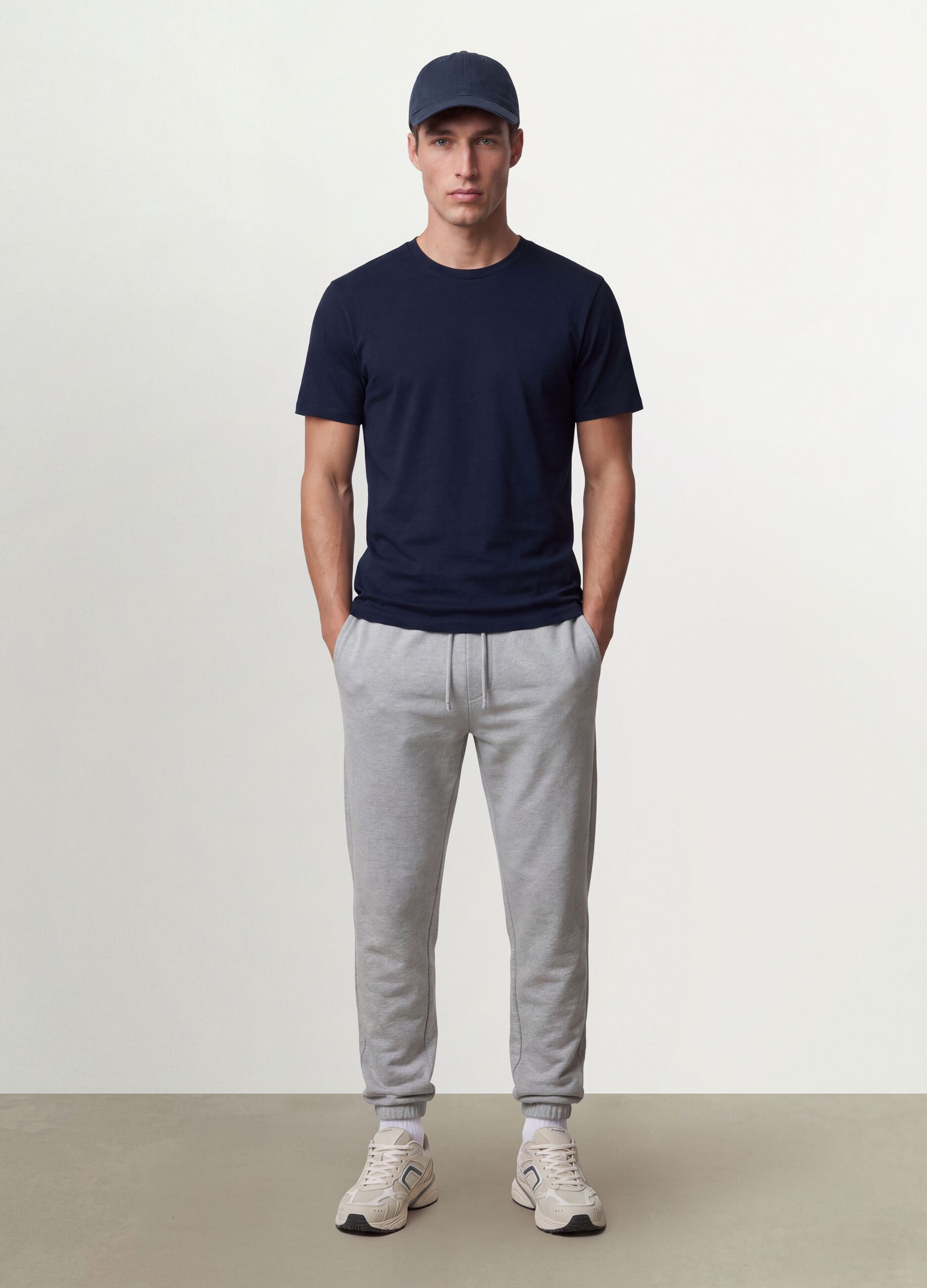 Blue organic cotton slim-fit short-sleeve T-shirt