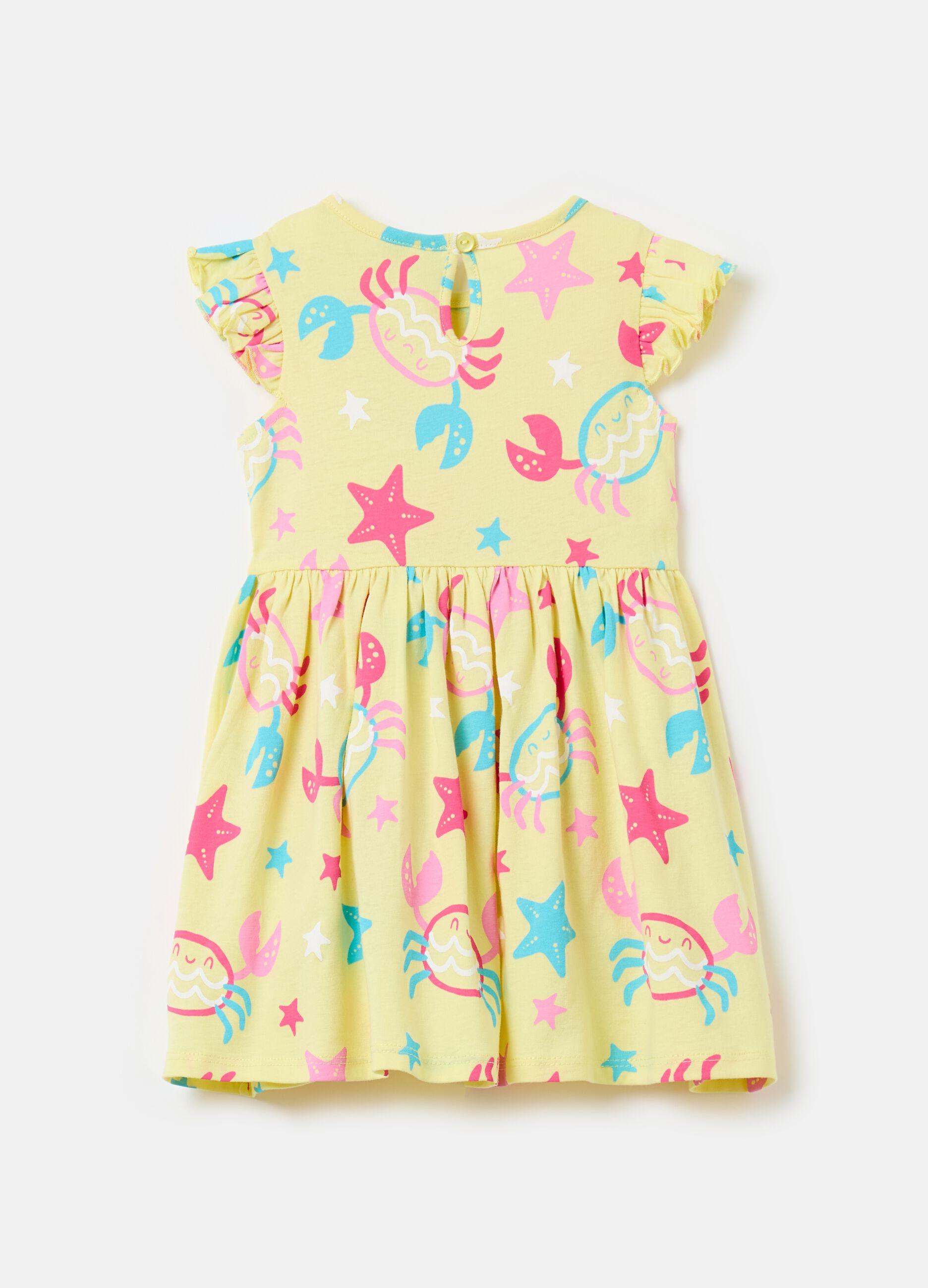 100% cotton jersey dress with small fish print
