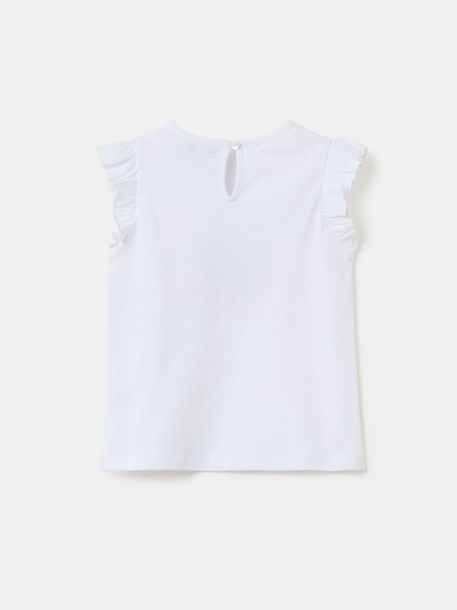 Cotton T-shirt with print and frills_1