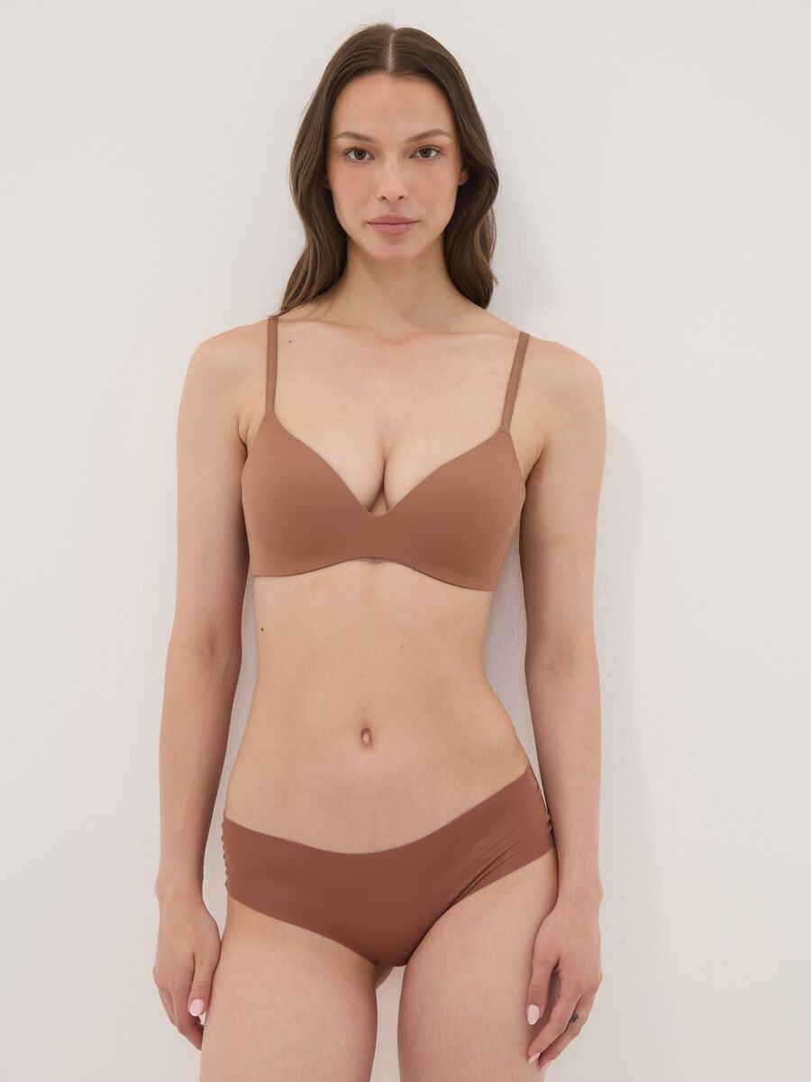 Brown regular-waist stretch microfibre hipster briefs_0