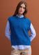 Blue wool-blend crew-neck vest with oversized fit_0
