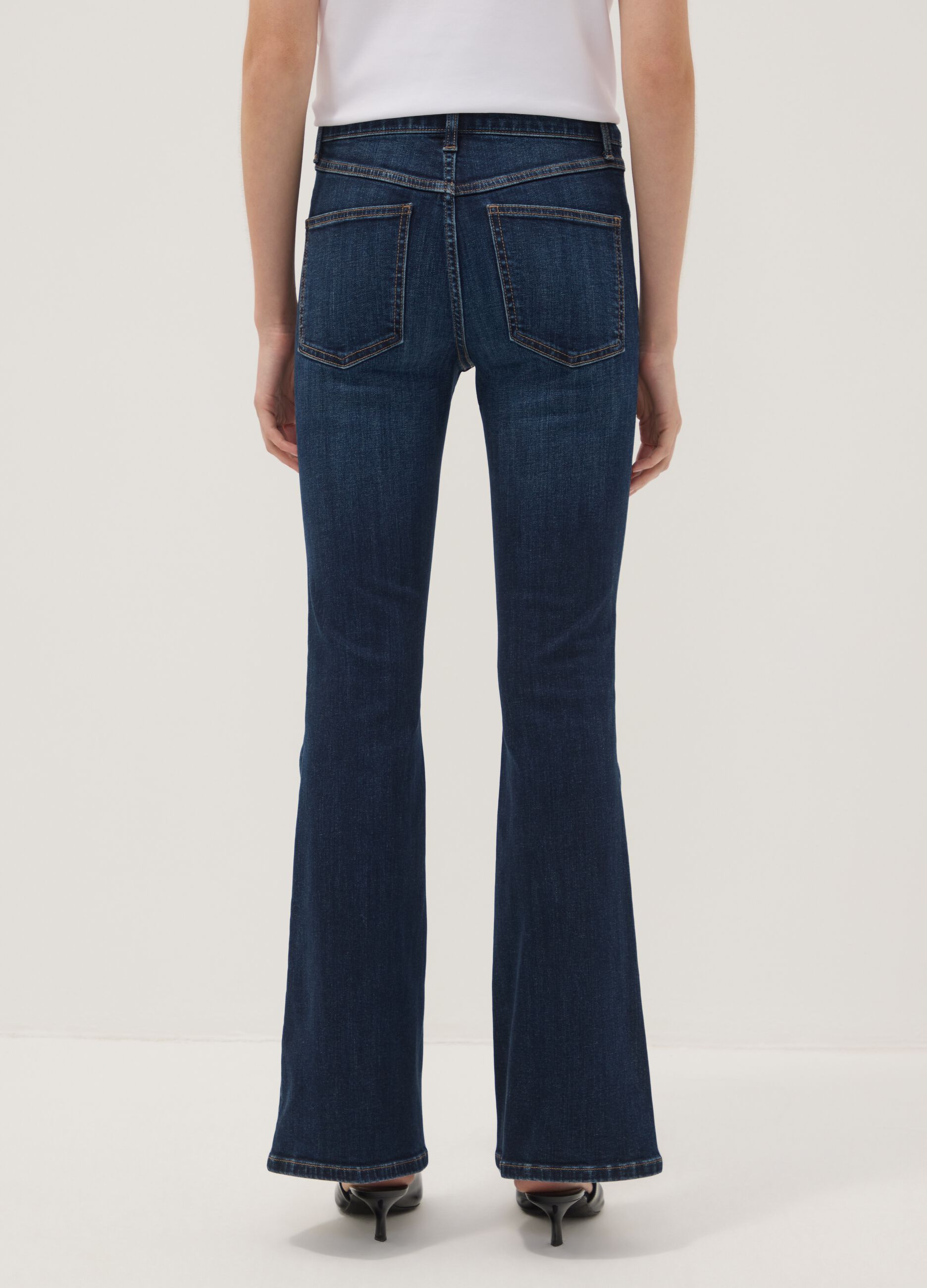 Blue flared stretch-cotton jeans