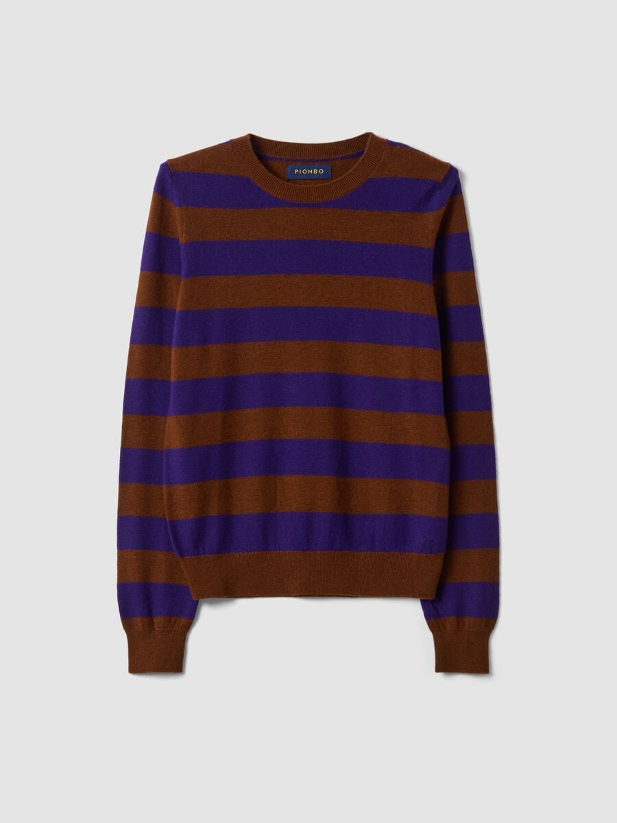 Purple pure wool striped crew-neck jumper_4