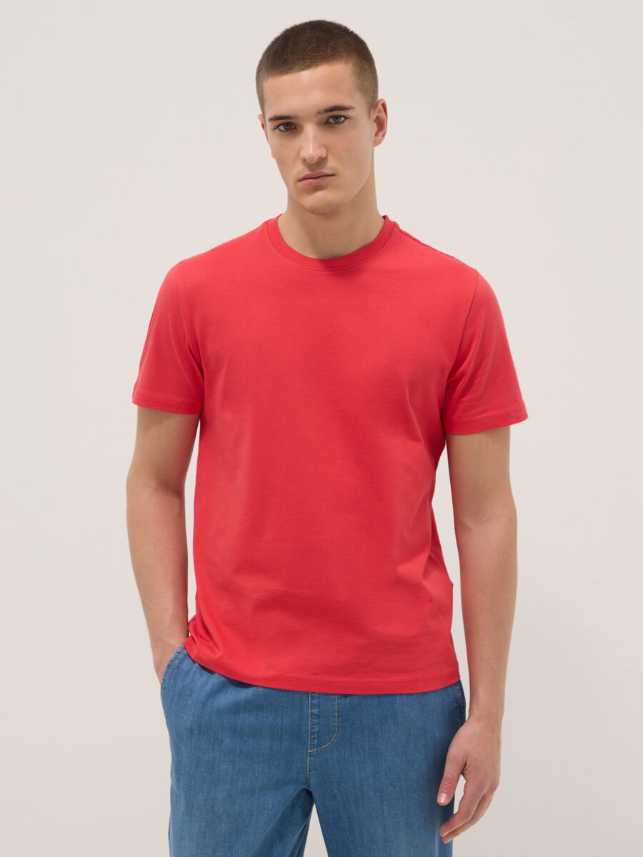 Red pure cotton short sleeve T-shirt regular fit_3