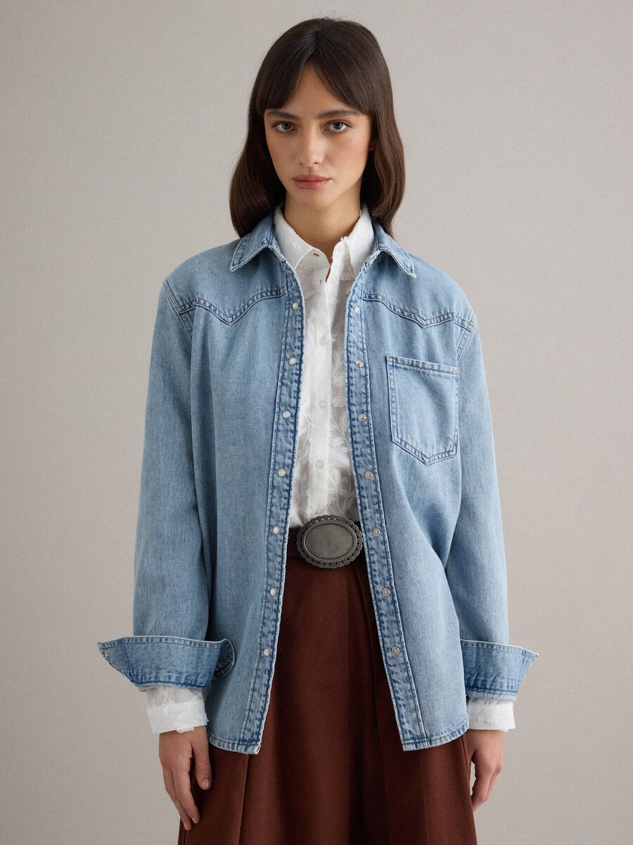 Blaues Denimhemd aus reiner Baumwolle, Regular Fit_1