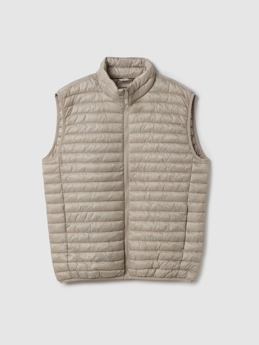 Ultra-light beige regular fit gilet without hood_4