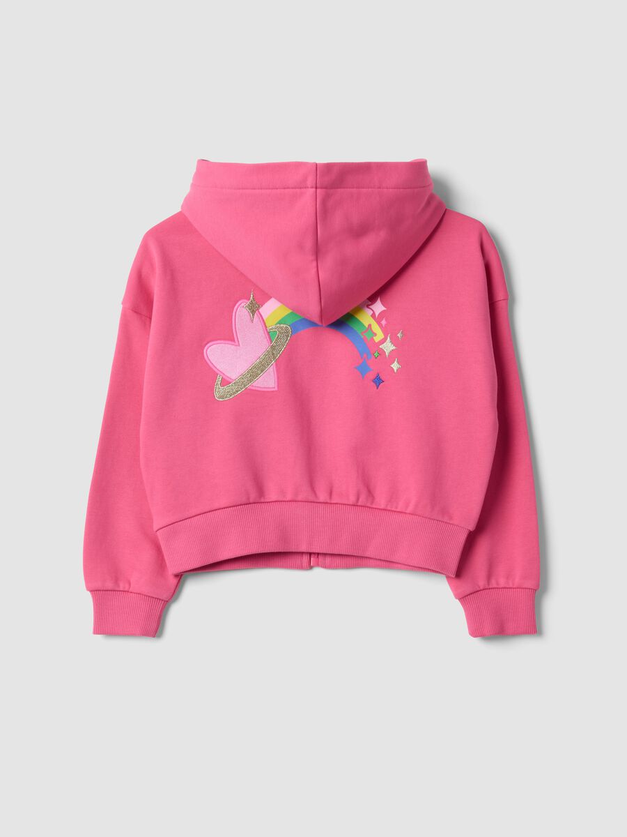 Felpa rosa in misto cotone con cappuccio e girocollo_1