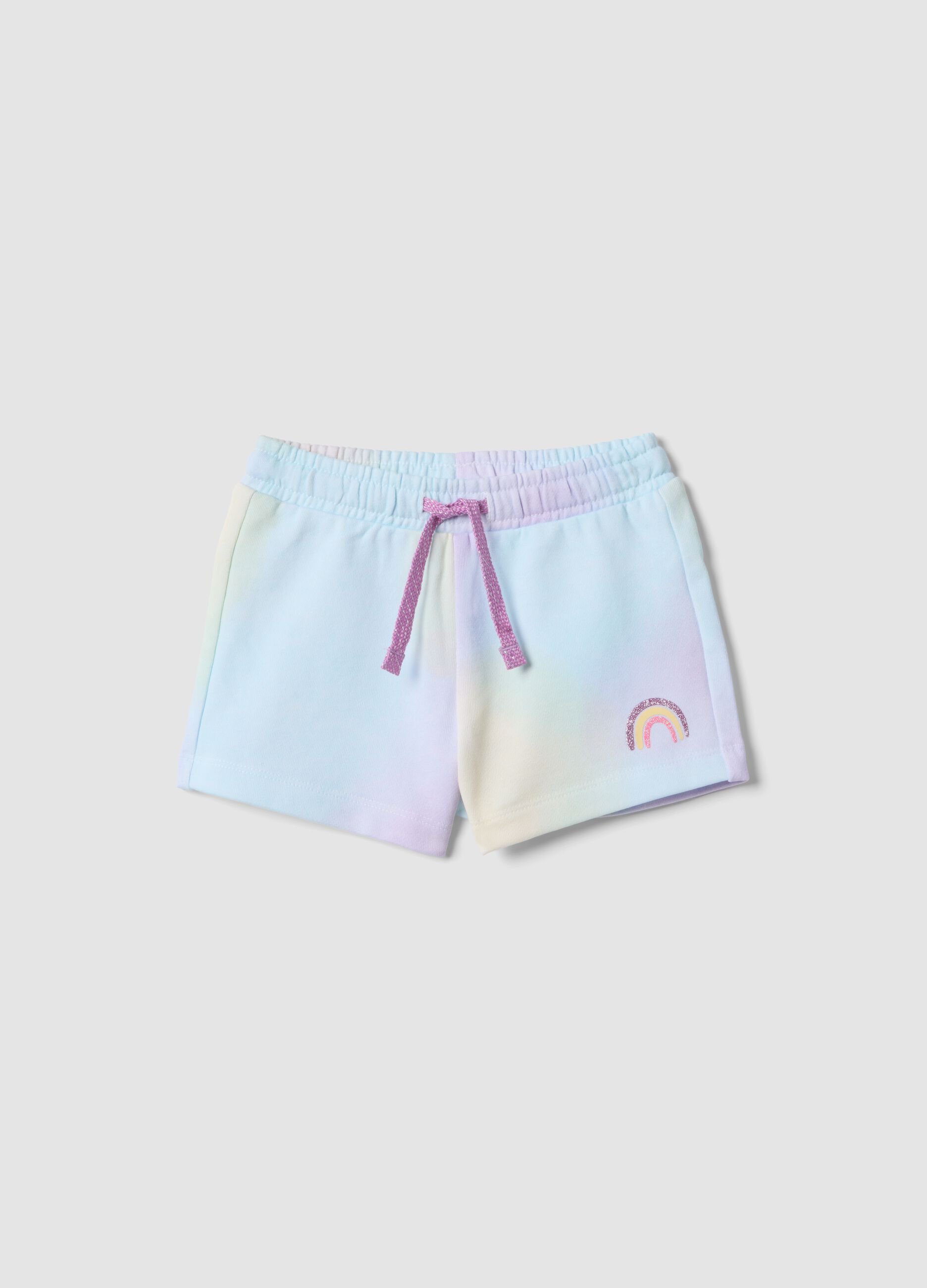 Short multicolore en coton pur coupe regular pour fille