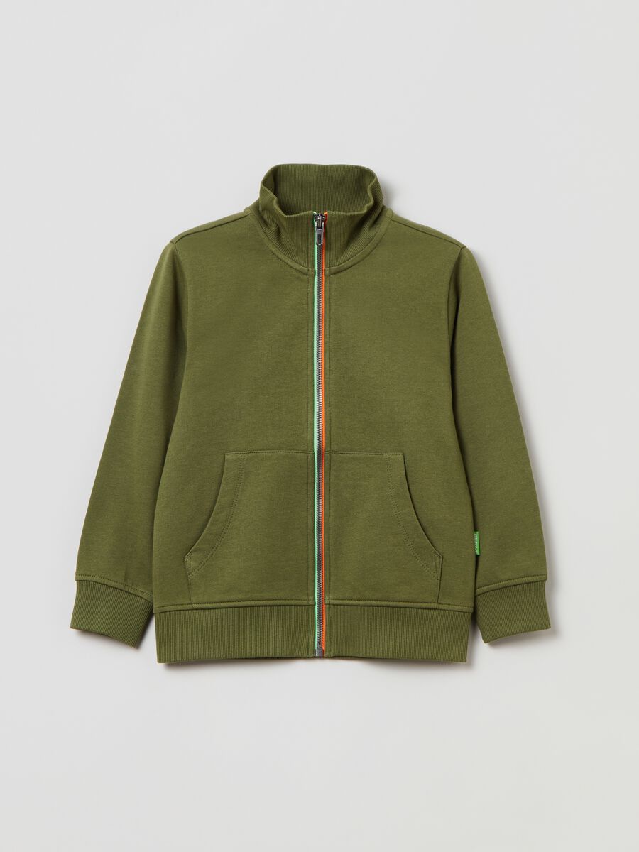 Plush full-zip sweatshirt with high neck_0