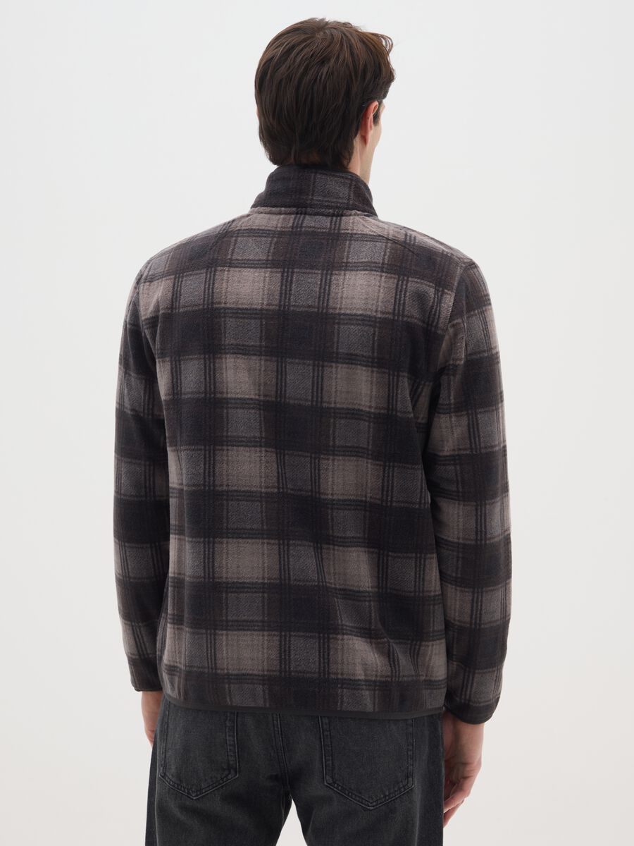 Multicolor Kariertes Hochkragen Fleece Zip Jacket Regular Fit_2