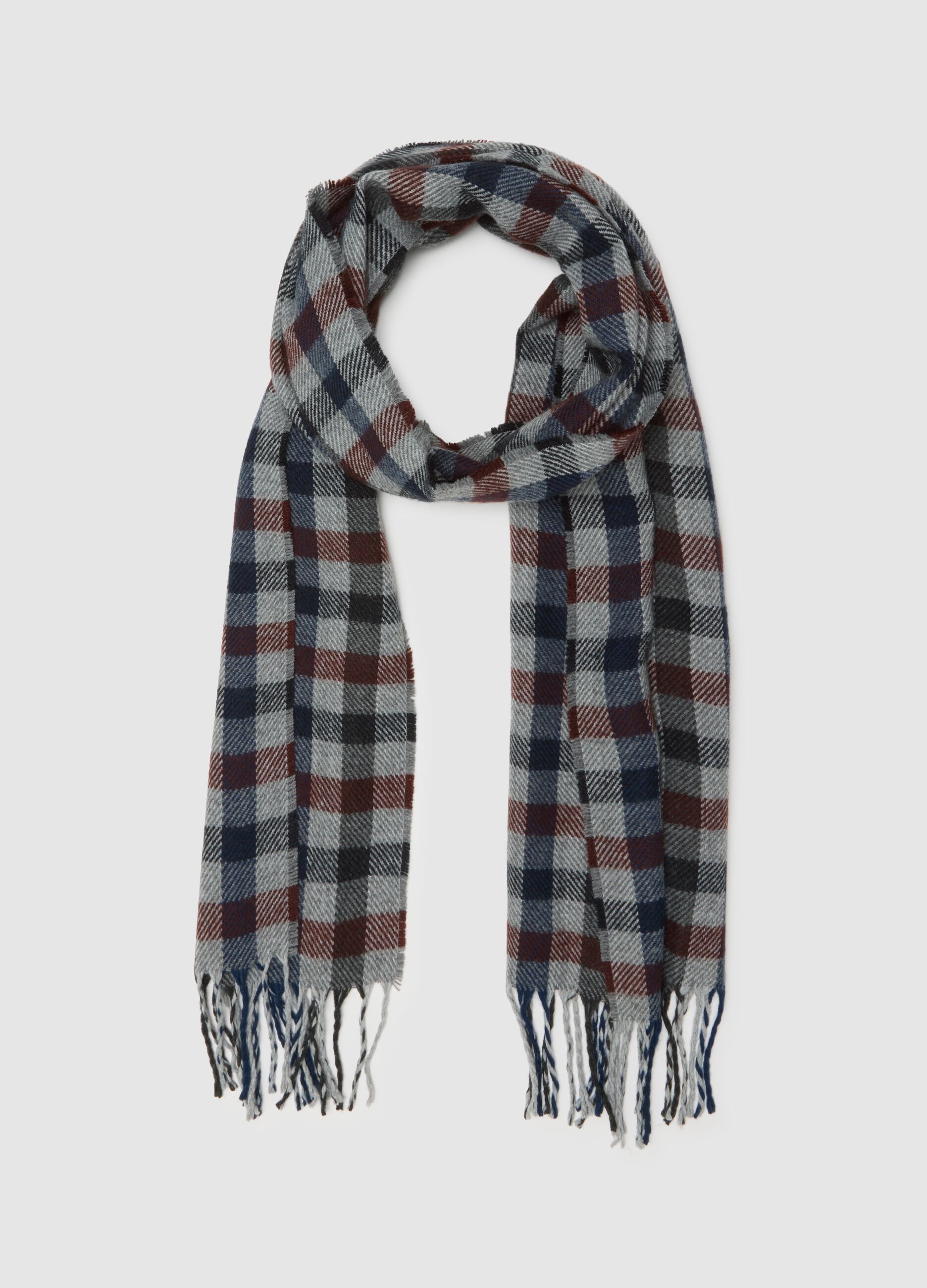 Multicolour Checkered Scarf with Fringes