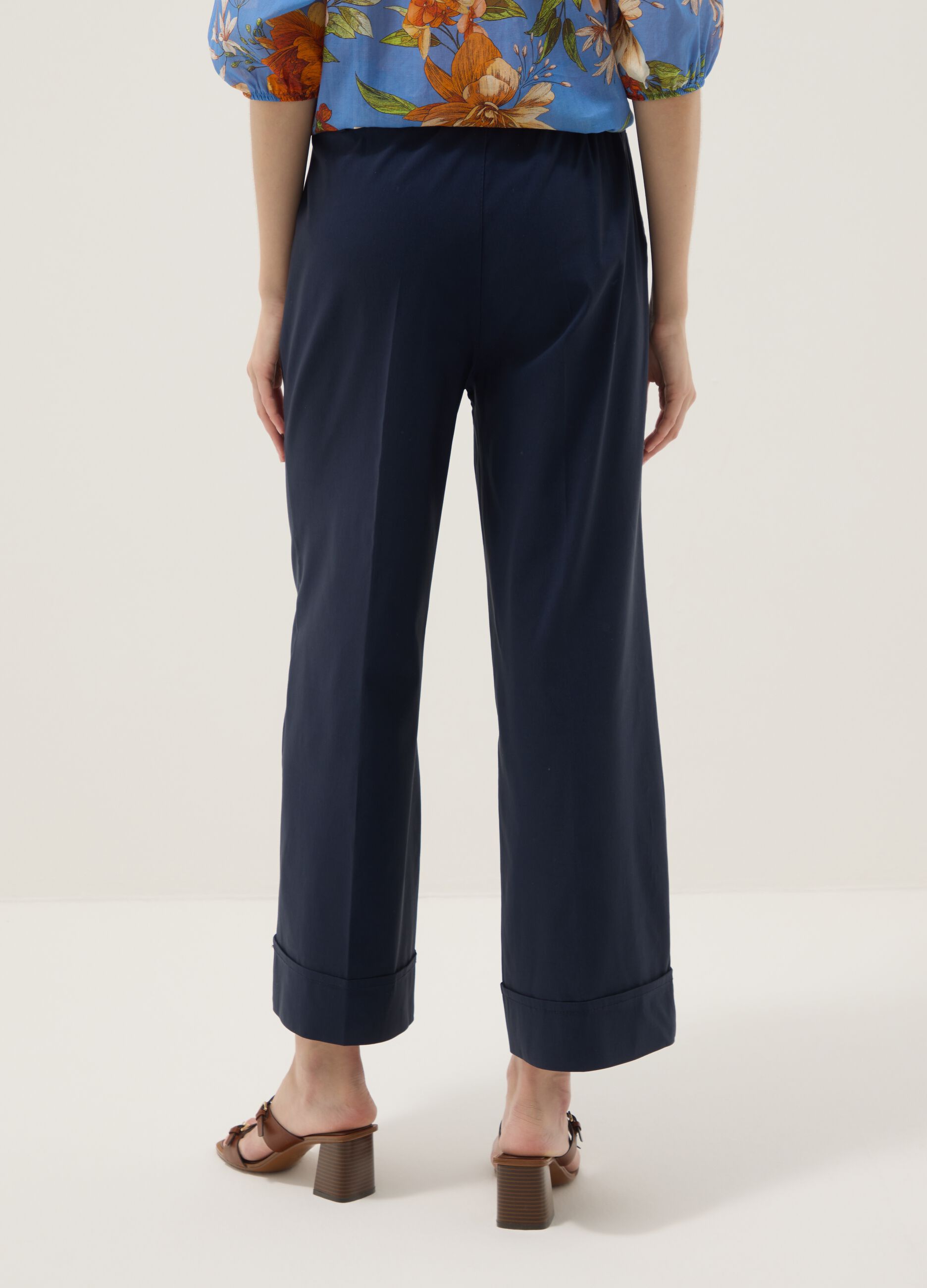 Blaue Palazzo-Hose aus elastischer Viskose
