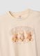 Beige organic cotton pyjamas with crew neck and teddy bear print_2
