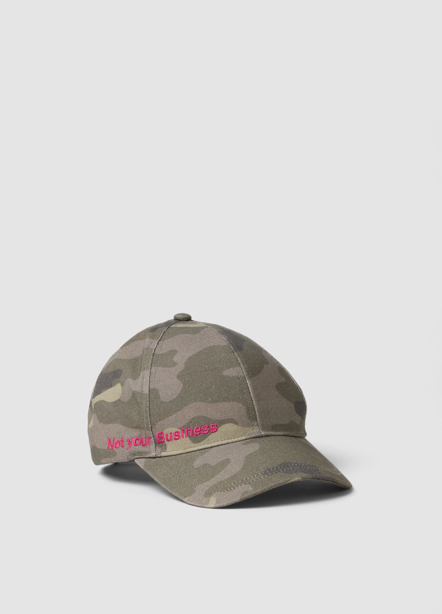 Cappello da baseball in puro cotone multicolor camouflage da bambina
