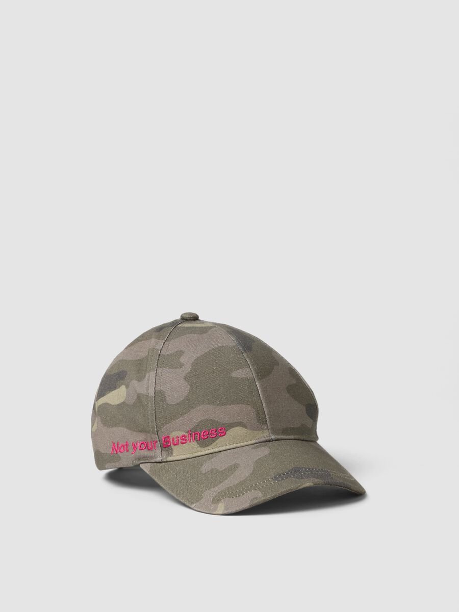Cappello da baseball in puro cotone multicolor camouflage da bambina_0