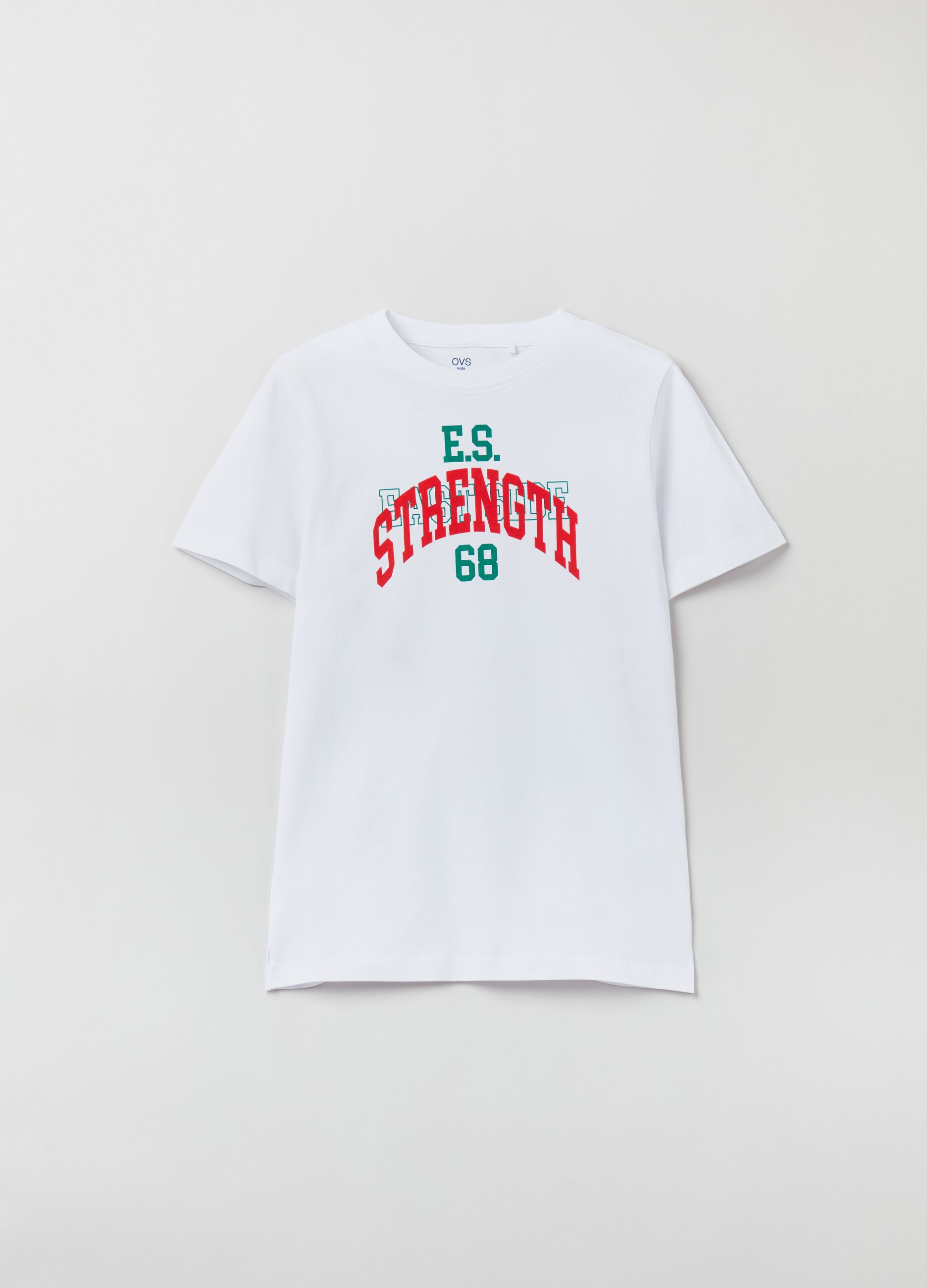 Cotton T-shirt with printed lettering_0