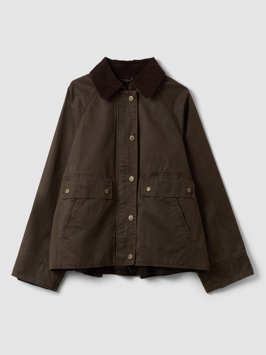 Brown cotton-blend parka with velvet collar_0