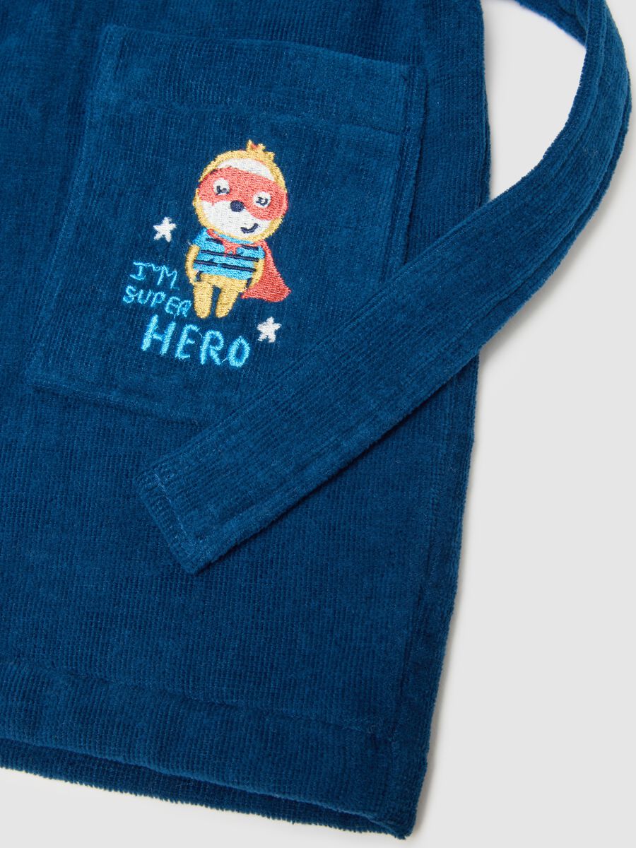Baby Blue Pure Cotton Bathrobe with Superhero Motif_2