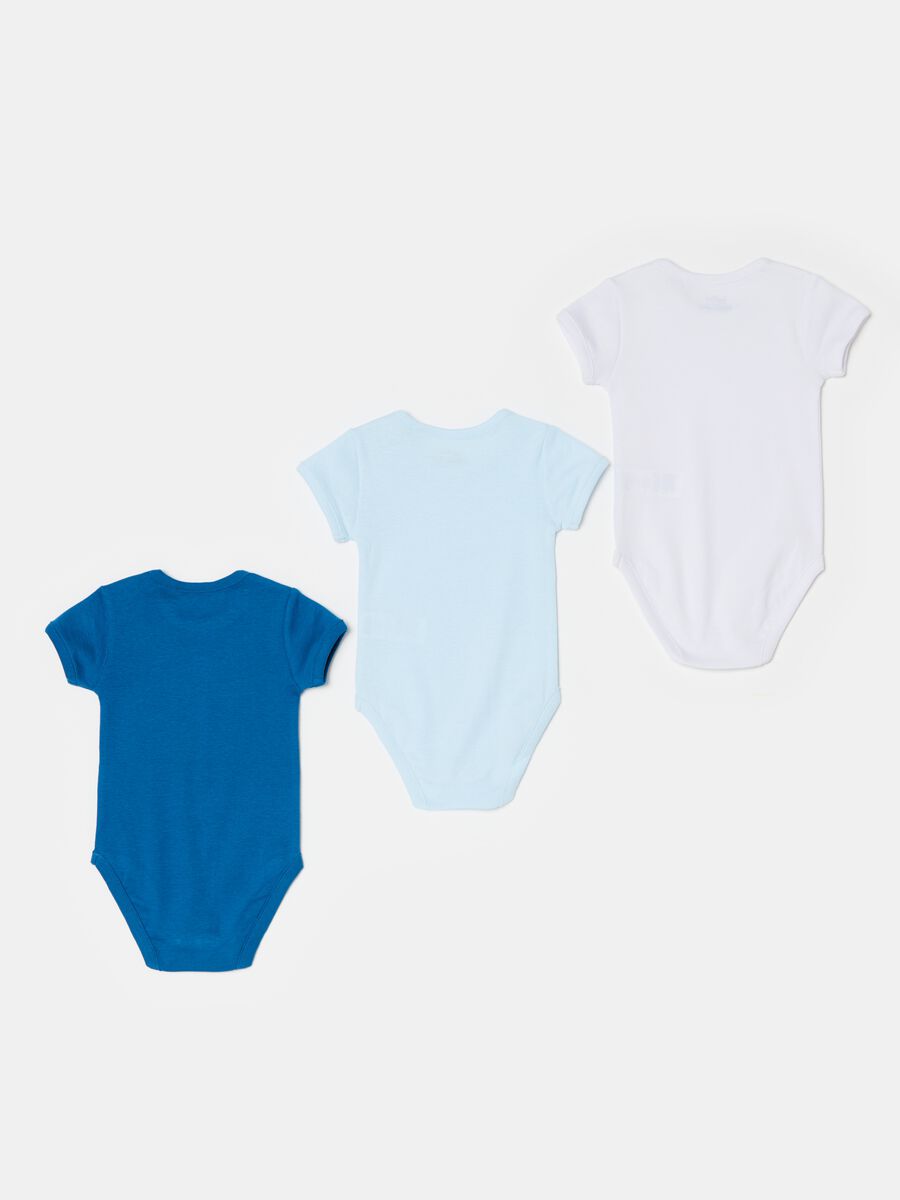 Three-pack short-sleeved bodysuits in cotton_1