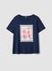 Blue pure cotton T-shirt with print, regular fit_4