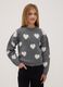 Maglia grigia melange in tessuto elasticizzato girocollo con cuori_0