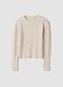 Beige openwork viscose-blend jumper, regular fit_0