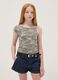 Grey cotton-blend one-shoulder T-shirt with camouflage print_0