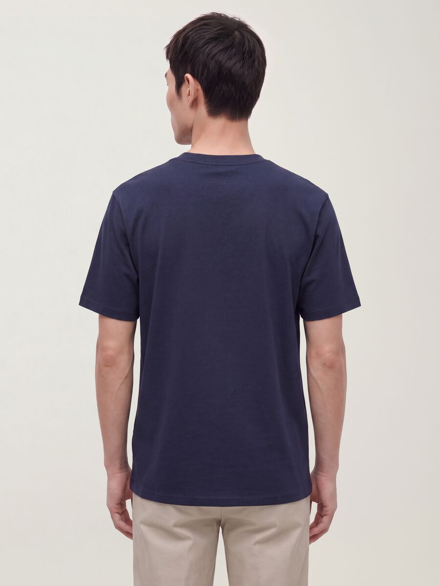 Blue pure cotton crew-neck T-shirt, relaxed fit_2