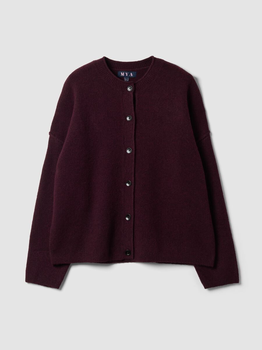 Red stretch-wool oversized cardigan_0