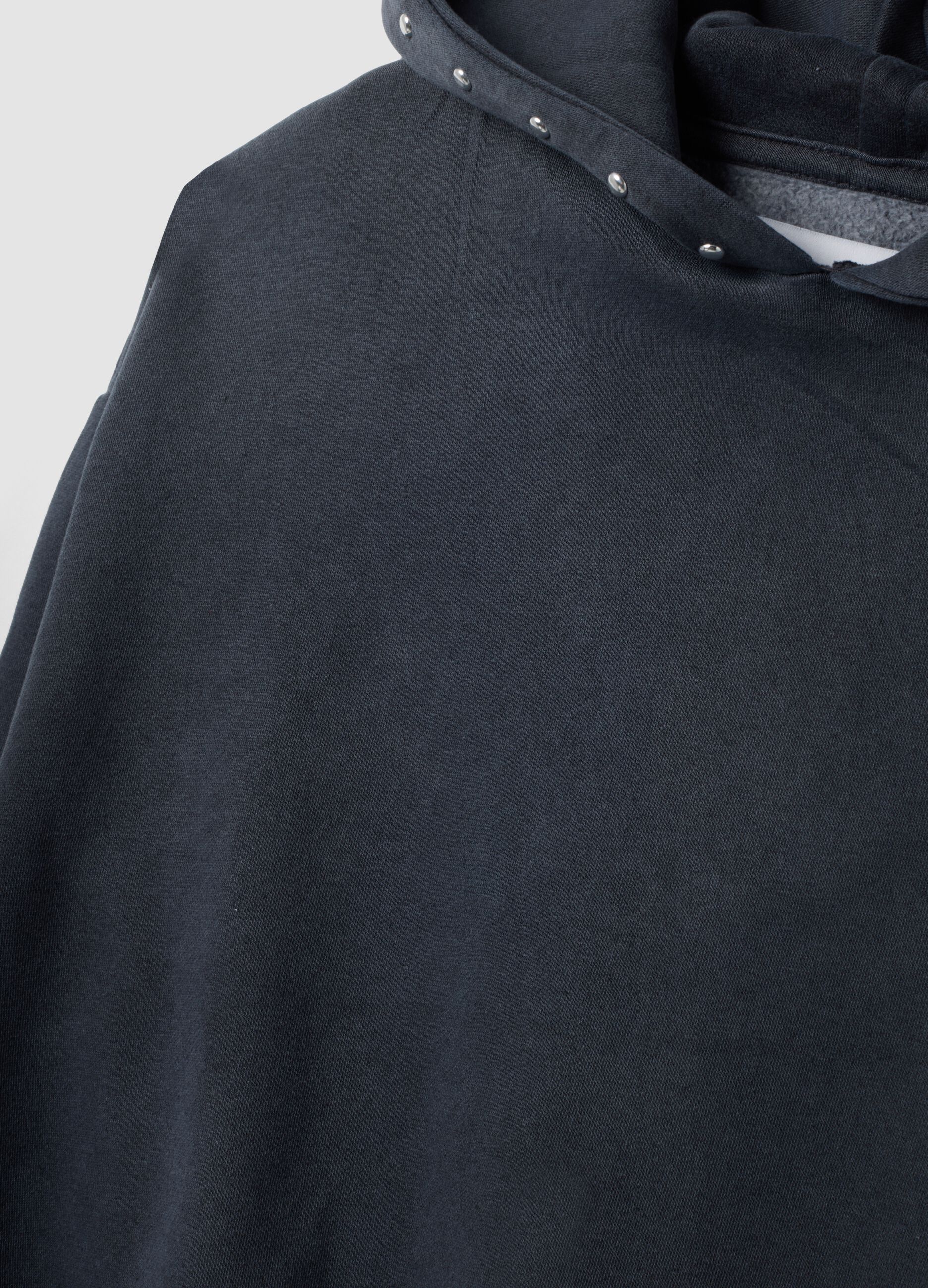 Hoodie grigia in misto cotone con strass relaxed fit