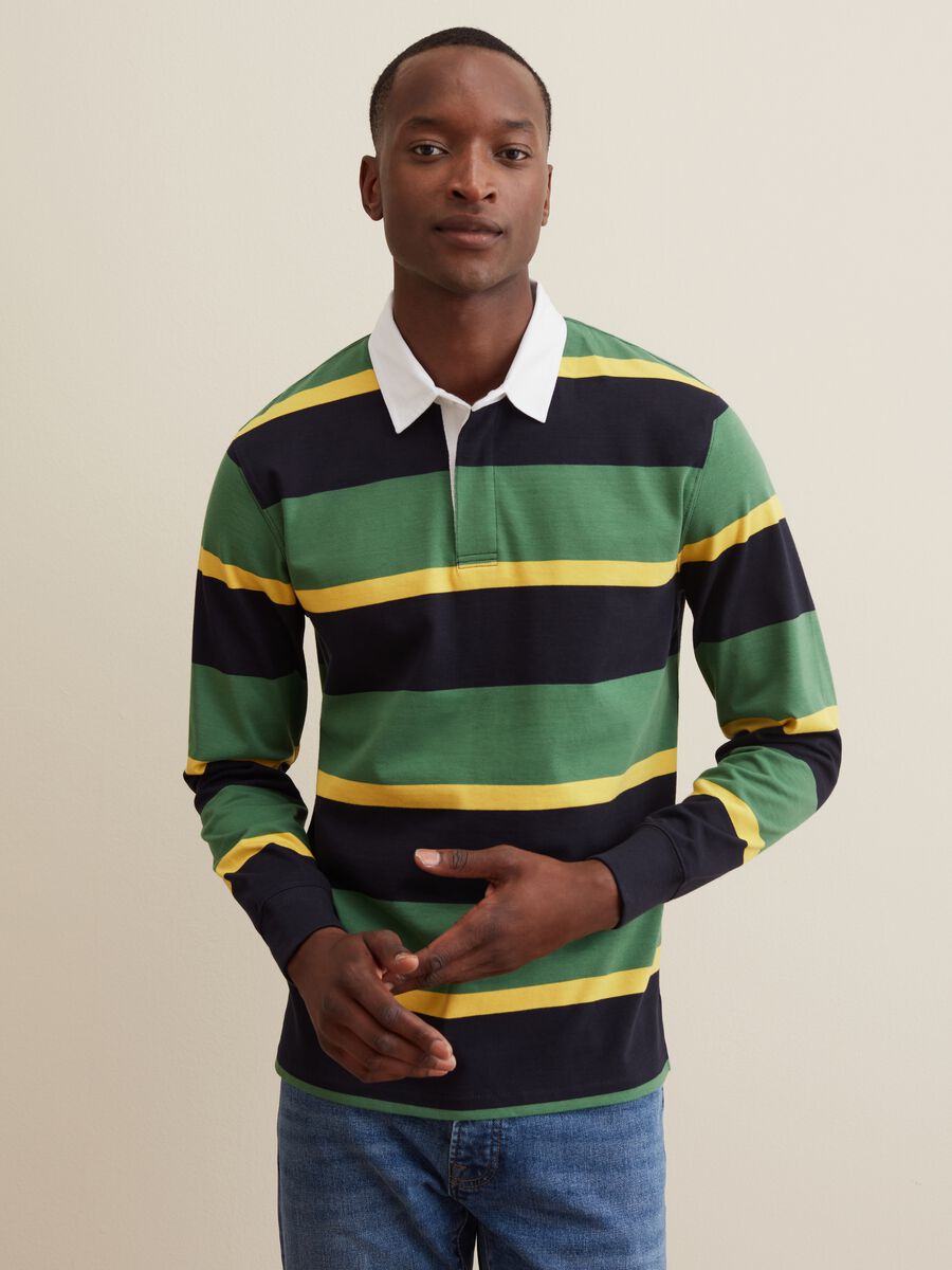 Long-sleeved polo shirt with striped pattern_3