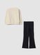 Beige and black pure cotton tracksuit with crewneck sweatshirt for girls_1