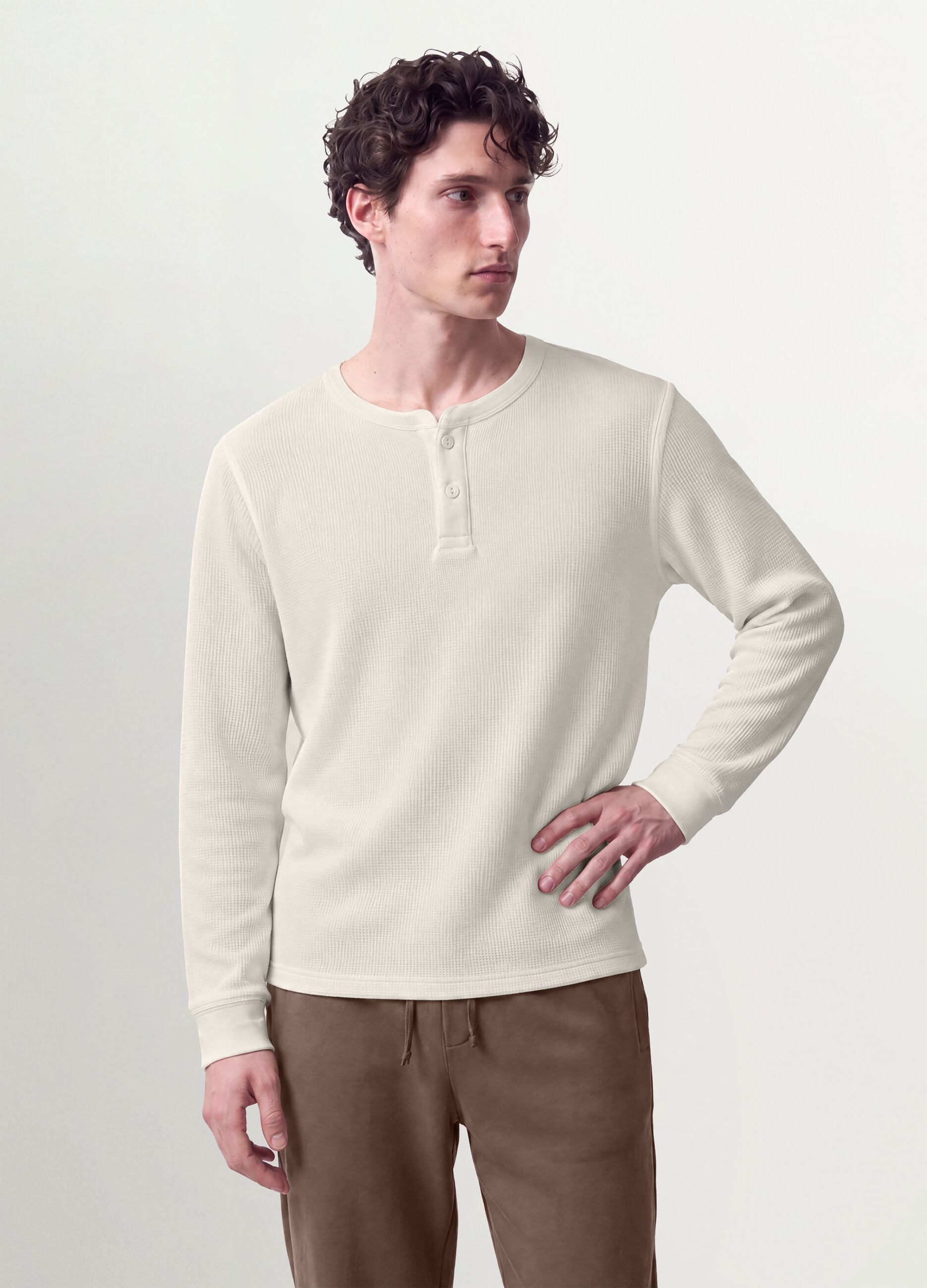 Wei&szlig;es Regular-Fit T-Shirt aus Viskosemix mit Waffelstruktur