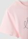 Pink pure cotton regular fit T-shirt with print for girls_3