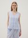 Light blue sleeveless pure cotton pyjama top with buttons_0