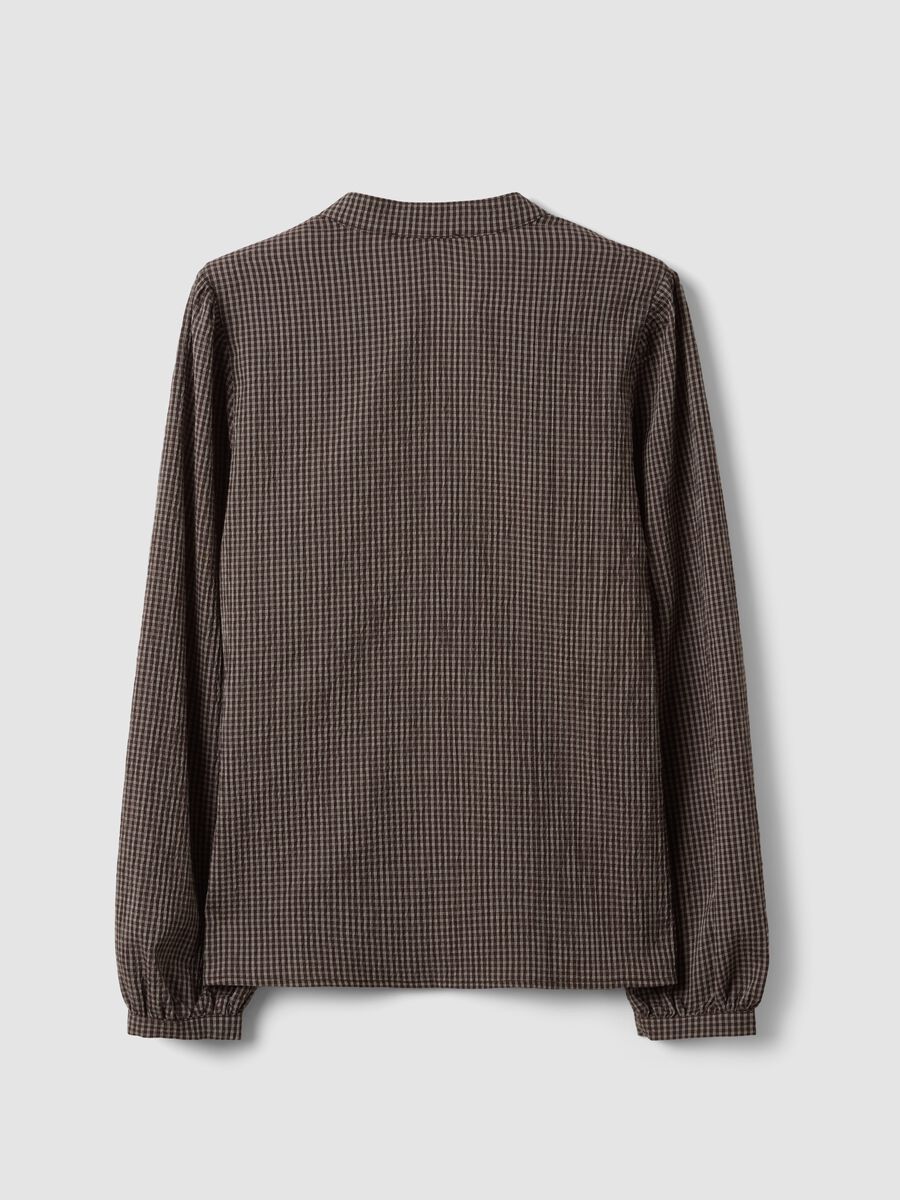 Brown stretch viscose shirt with Mandarin collar_5