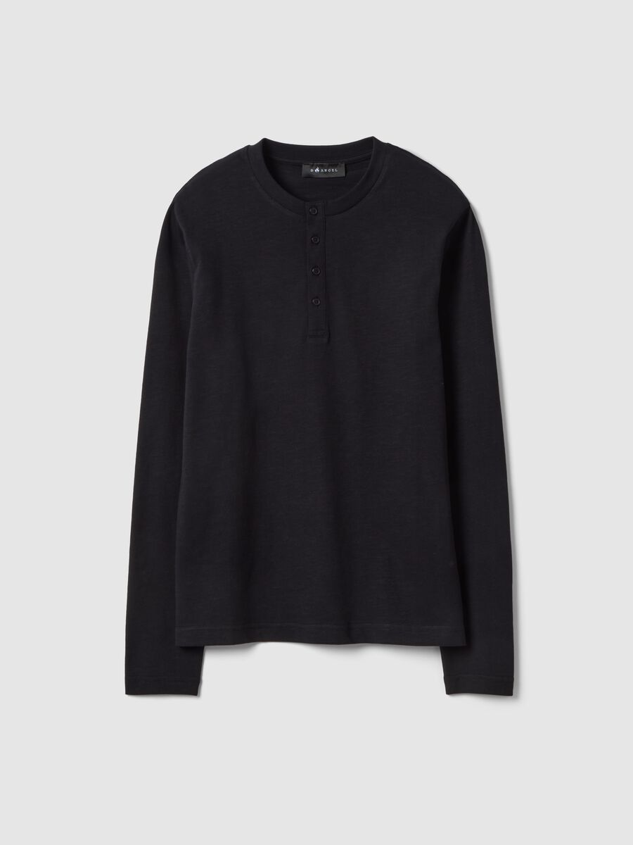 Black pure cotton regular fit top with buttons_4