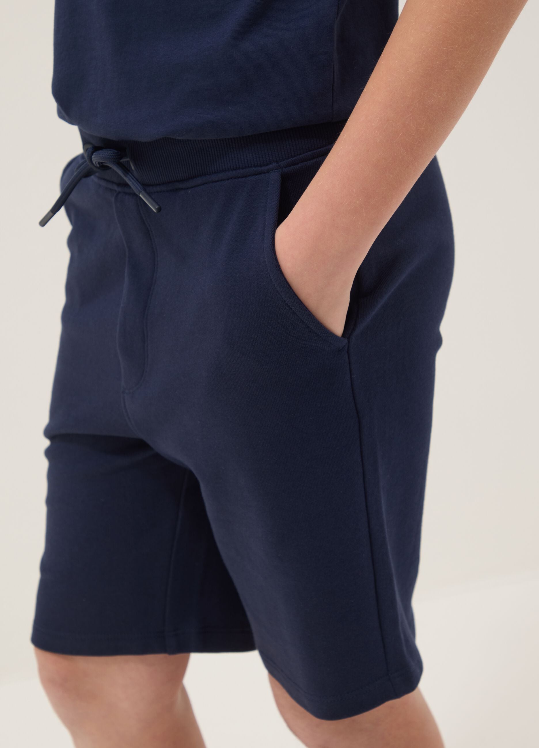 Boys&rsquo; blue pure cotton shorts, relaxed fit