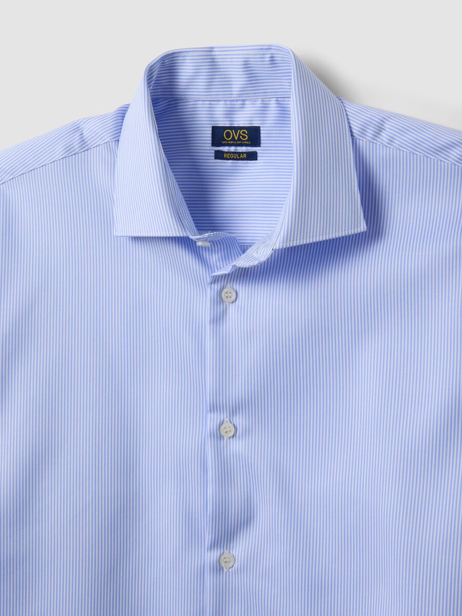 Light blue striped pure cotton shirt with classic collar, regular fit_2