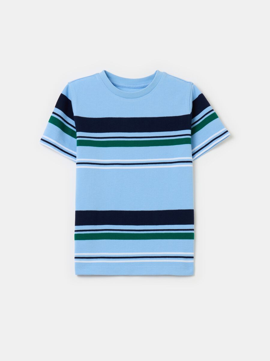 Piquet T-shirt with striped pattern_0