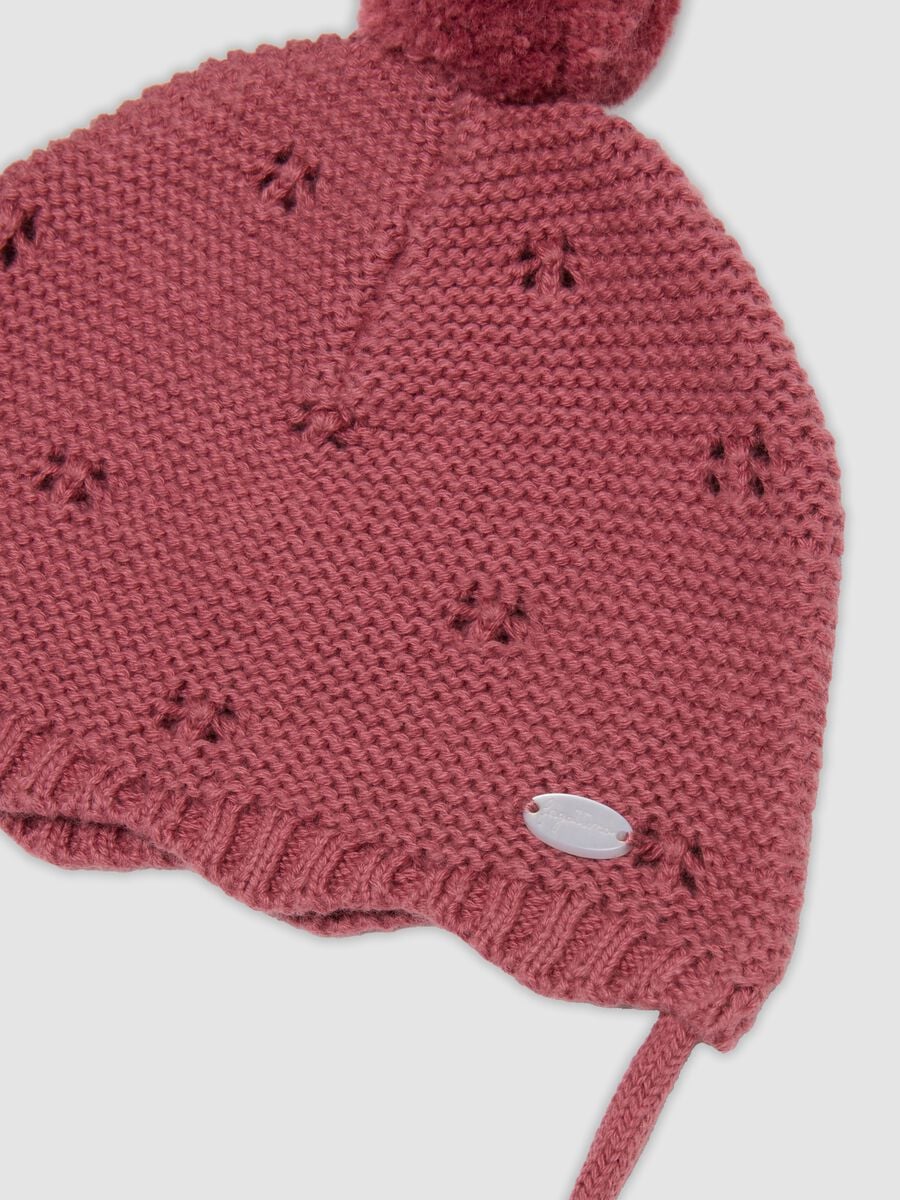 Cappello rosa in puro cotone organico jacquard traforato_1