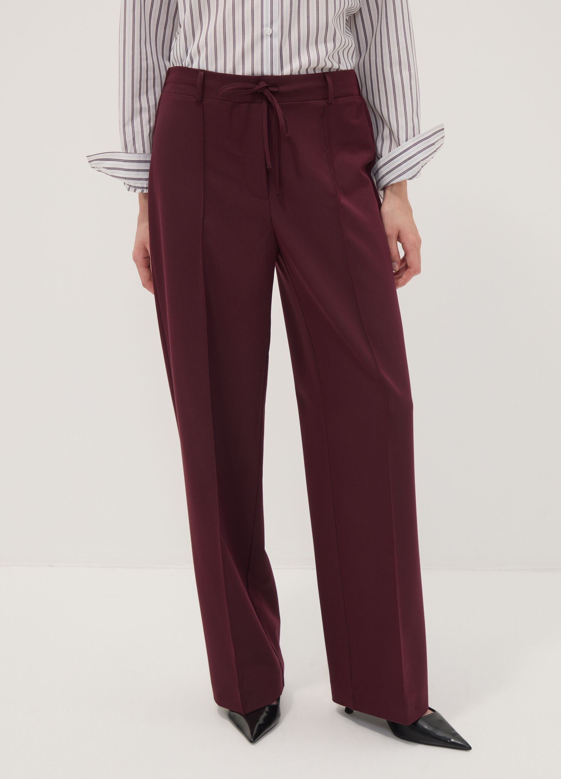 Violette Straight-Fit-Hose aus elastischer Viskose